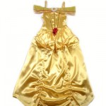 belle princess dress golden color with crown