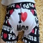 kids shorts black white red with words